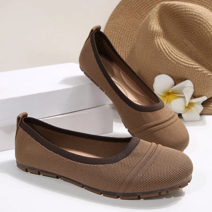 Women Shoes Large Size Spring 2025 New Knitted Ballet Flat Shoes Ladies Breathable Women Shoes Tenis De Mujer