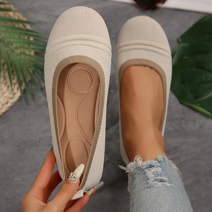 Women Shoes Large Size Spring 2025 New Knitted Ballet Flat Shoes Ladies Breathable Women Shoes Tenis De Mujer